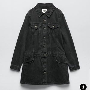 ZARA Black Long Sleeve Denim Dress